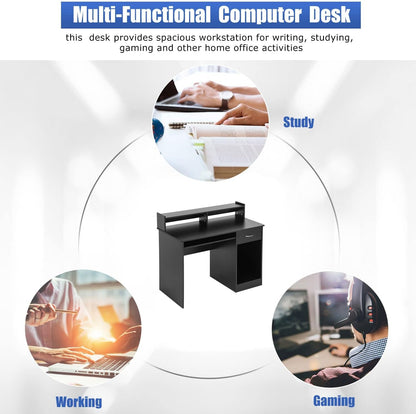 Stylish Office Desk with Drawers and Keyboard Tray-4