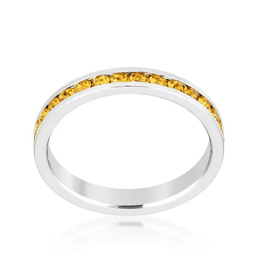 Stylish Stackables with Yellow Crystal Ring - Rings