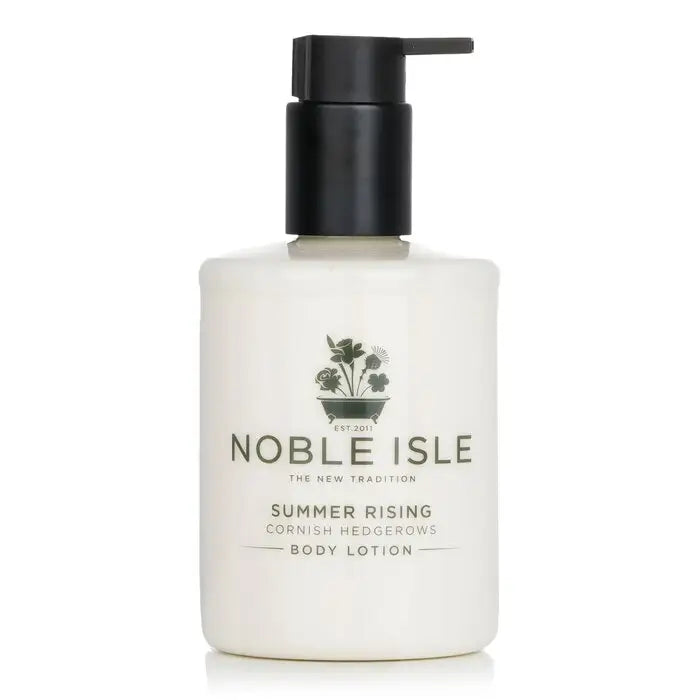Summer Rising Body Lotion in a white pump bottle with black dispenser top