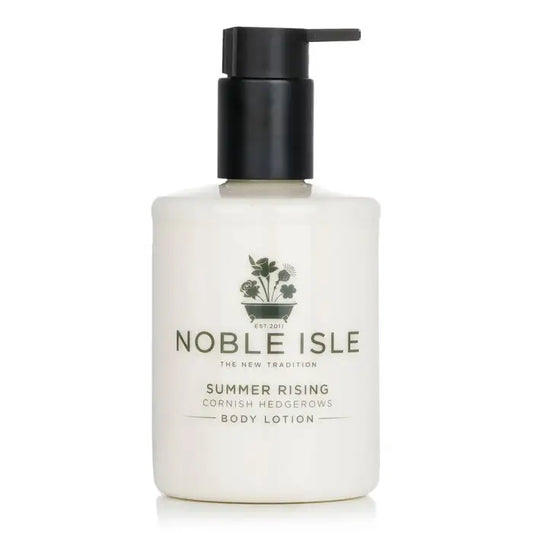 Summer Rising Body Lotion in a white pump bottle with black dispenser top