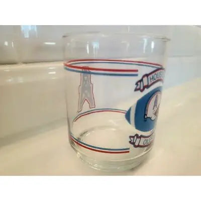 Clear glass with Vintage Houston Oilers logo in Super Cool Vintage Houston NFL Glass