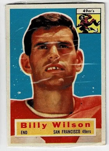 Super rare Billy Wilson vintage football trading card from 1956 Topps pack