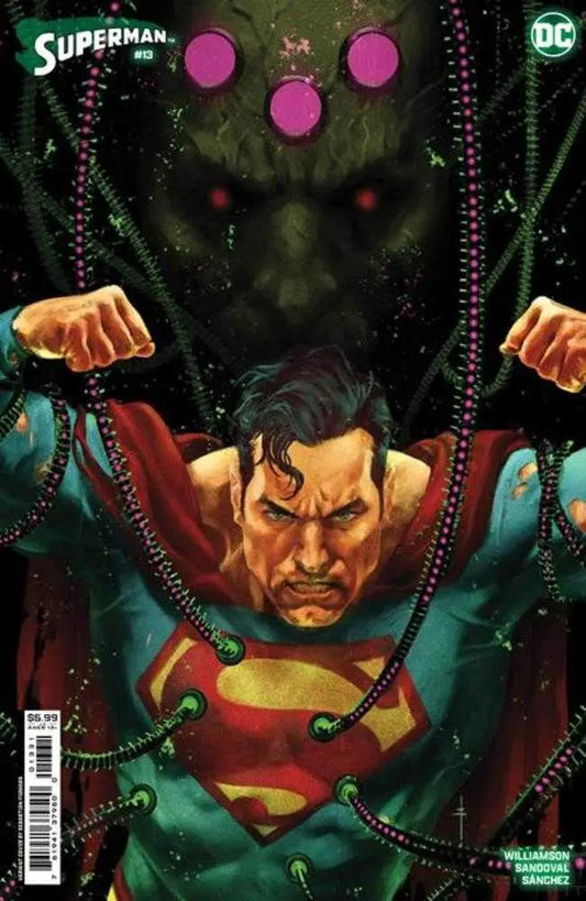 Superman #13 Cover C by Sebastian Fiumara featuring the hero in dark tentacles for trading cards