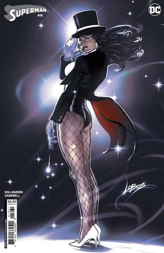 Magician in top hat and tuxedo tails with sparkles for Superman Cover D Pablo Villalobos Card