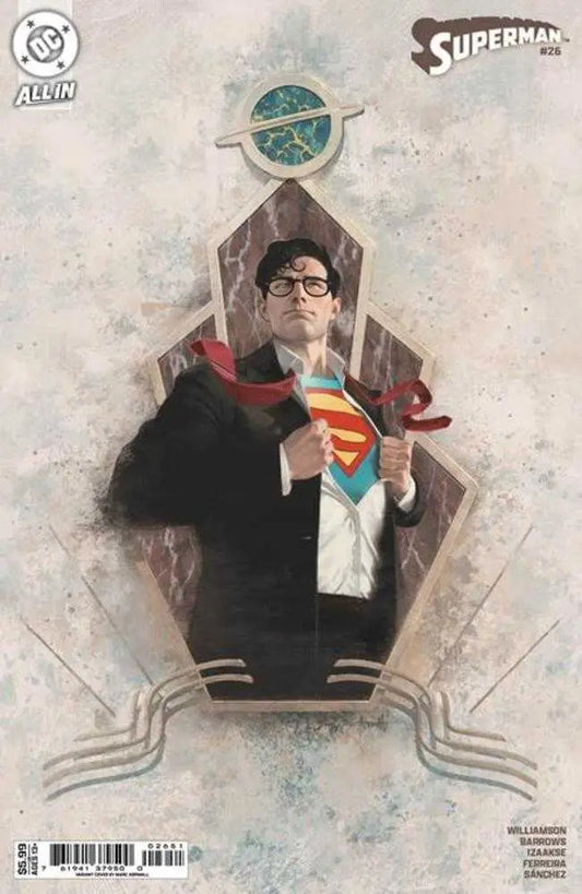 Superman comic book cover D Marc Aspinall card stock variant featuring striking artwork