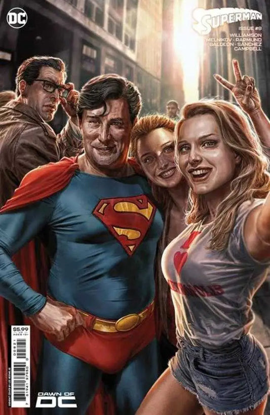 Superman #8 Cover B Lee Bermejo Card Stock Variant with fans on a city street, perfect for trading cards