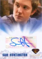 Autographed trading card of Sam Huntington in blue shirt from Superman Returns