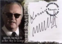 Identification card featuring Kevin McNulty autograph on Supernatural trading card