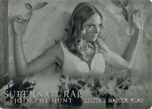 Black and white photo of a woman with curly hair on Supernatural Black Printing Plate 21