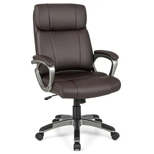 Swivel Ergonomic Office Chair Computer Desk Chair with Wheels-Brown - Color:Brown - Executive Chairs