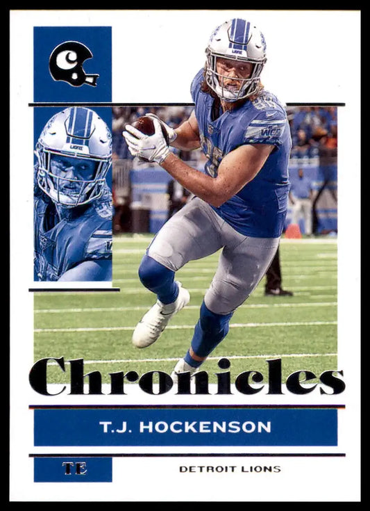 Football trading card of T.J. Hockenson from Panini Chronicles 2021 Detroit Lions