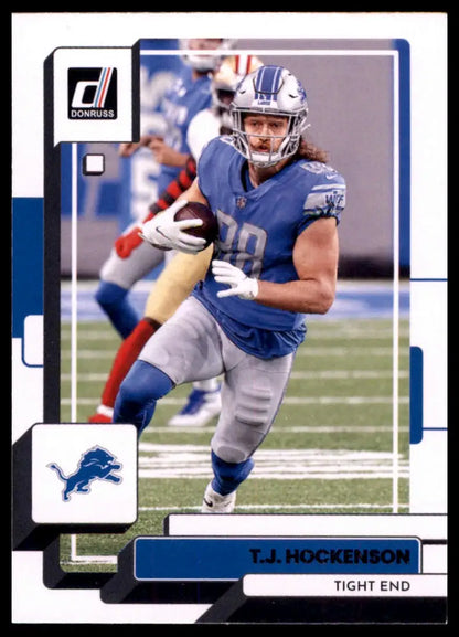 T.J. Hockenson 2022 Donruss football card showcasing Detroit Lions player