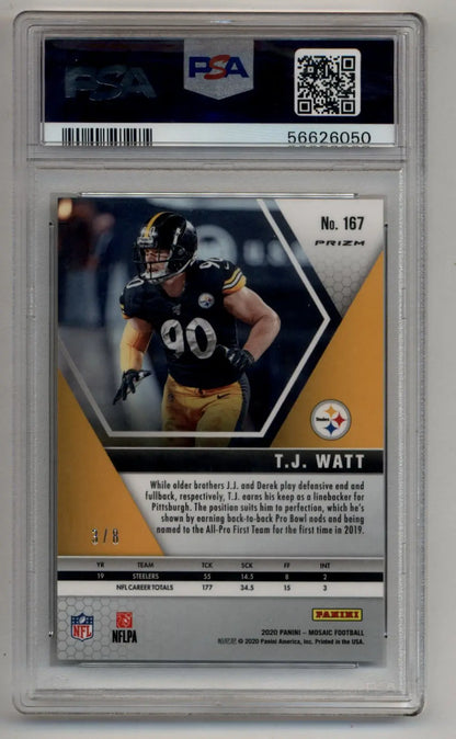 T.J. Watt 2020 Mosaic Black Gold Choice 3/8 #167 PSA 10 Gem Mint - Singles