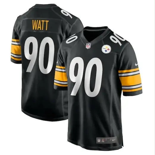 Black T J Watt Pittsburgh Steelers Nike Game Jersey with Watt and 90 on the back