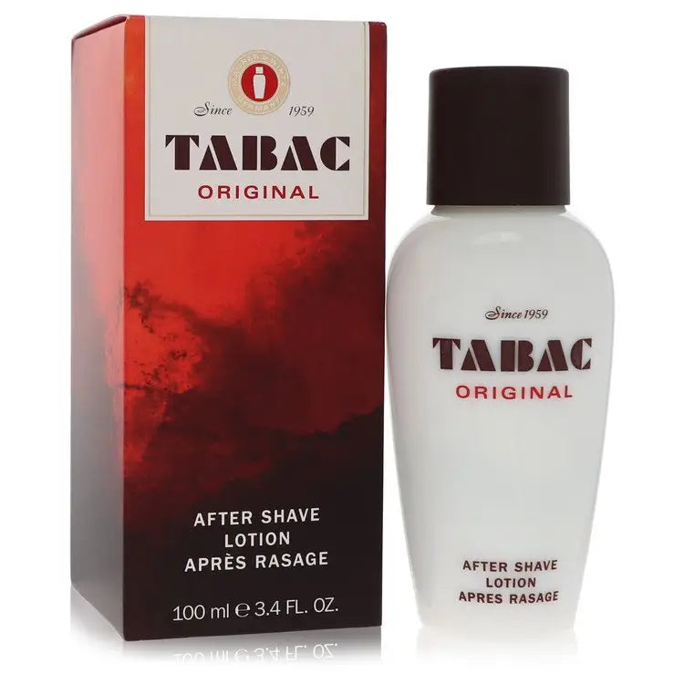 Tabac Original aftershave lotion with masculine scent in red box and white bottle