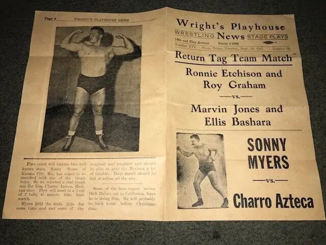 Vintage Wrestling Newspaper featuring Tag Team and DrPepper 7Up advertisement