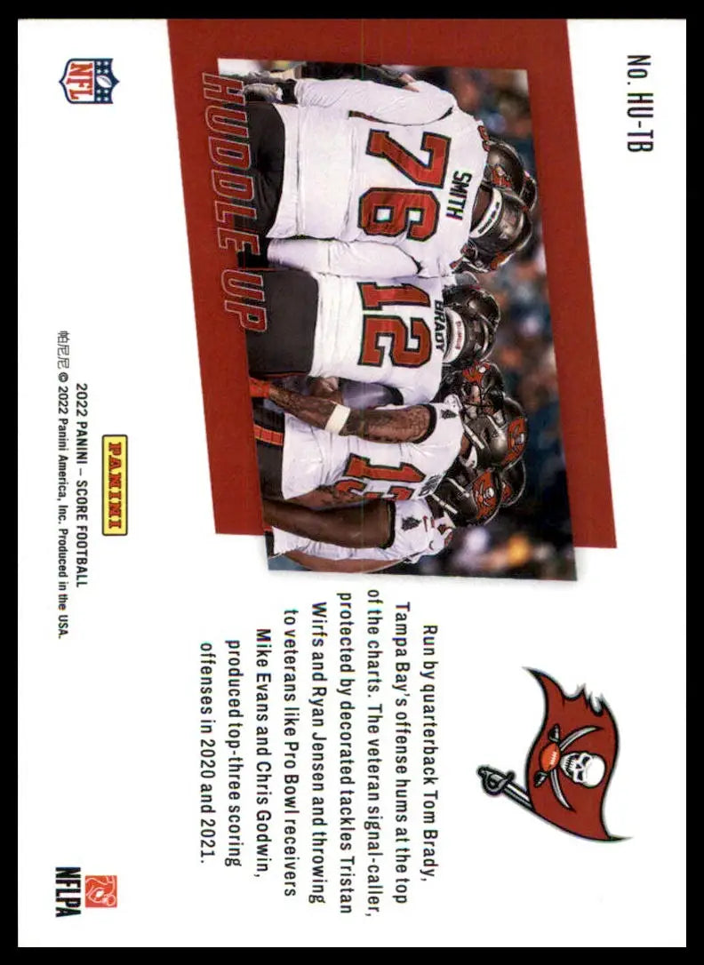 Football card featuring Tampa Bay Buccaneers 2022 Score Huddle Up #HU-TB