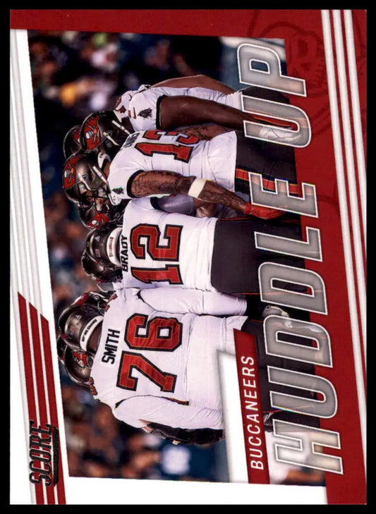 Football huddle card featuring Tampa Bay Buccaneers 2022 Score Huddle Up product
