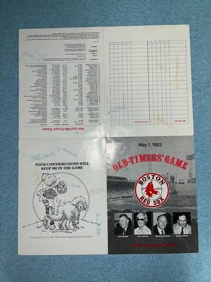 Vintage Boston Red Sox Old-Timers Game program featuring Ted Williams signatures