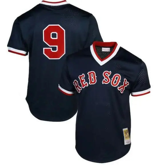 Navy Red Sox baseball jersey from Ted Williams Boston Red Sox 1990 Authentic Cooperstown Collection
