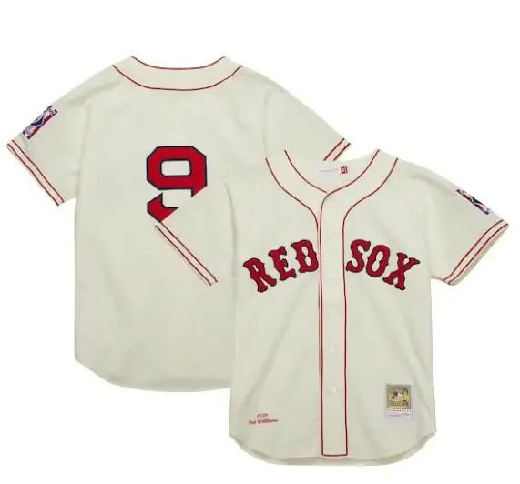 Cream-colored Ted Williams Boston Red Sox Cooperstown Collection 1939 authentic jerseys