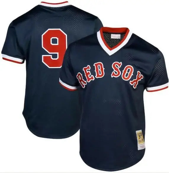 Navy Red Sox baseball jersey from the Ted Williams Boston Red Sox Cooperstown Collection