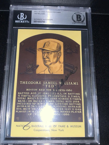 Graded Ted Williams autographed postcard for Red Sox trading card collectors
