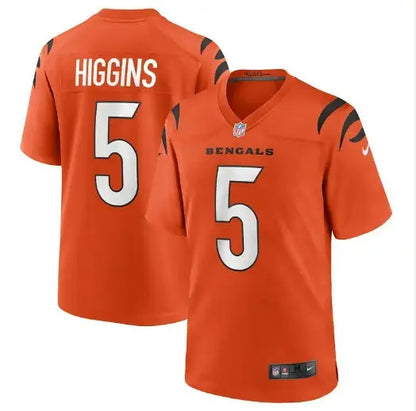 Orange Cincinnati Bengals Tee Higgins Nike Game Jersey with HIGGINS on the back