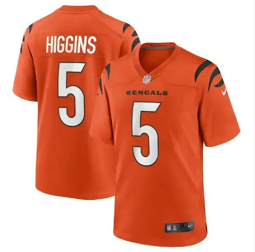 Orange Cincinnati Bengals Tee Higgins Nike Game Jersey with HIGGINS on the back