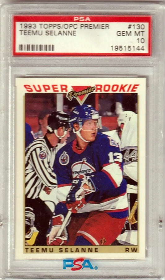 Graded Teemu Selanne 1993 Topps OPC Premier hockey card from Columbia Hobby, PSA 10