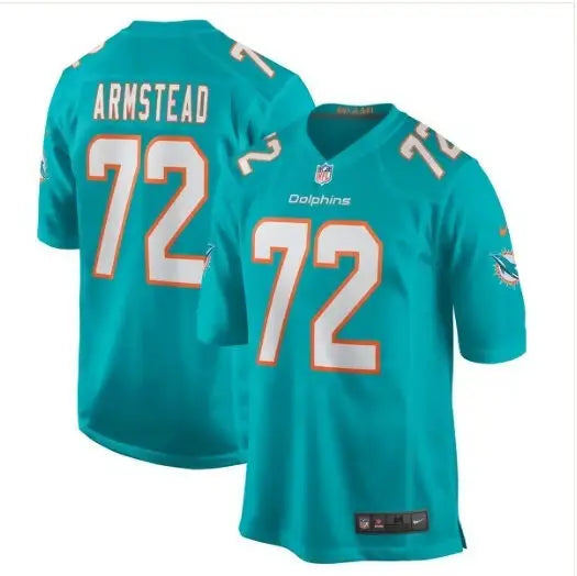 Teal Miami Dolphins Nike Game Jersey with Armstead Miami Dolphins name and number 72