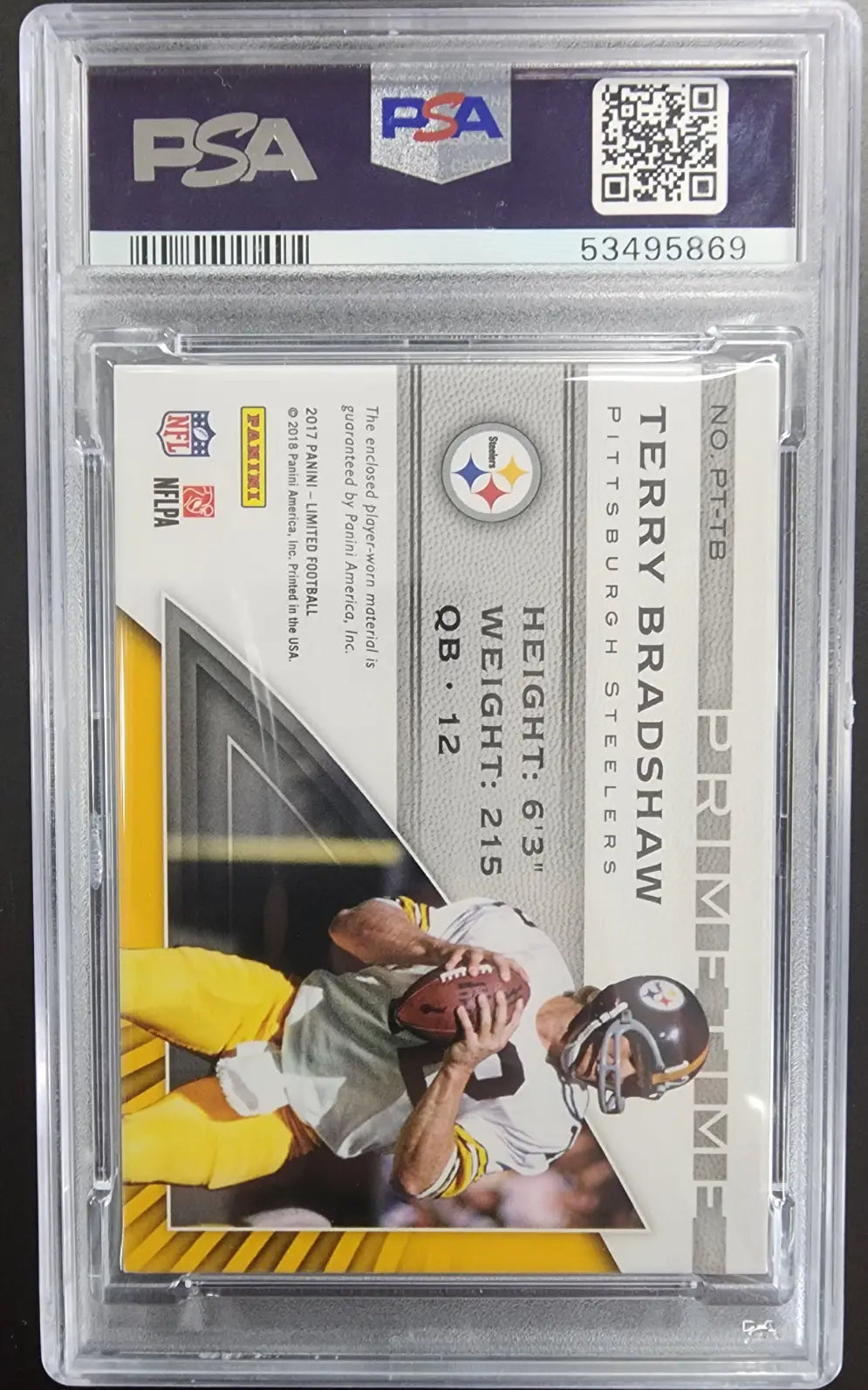 Terry Bradshaw 2017 Panini Limited Super Prime 1/1 Patch PSA 9 Mint - Singles