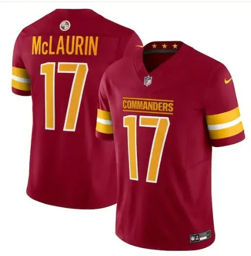 Burgundy Washington Commanders football jersey with gold numbers and lettering
