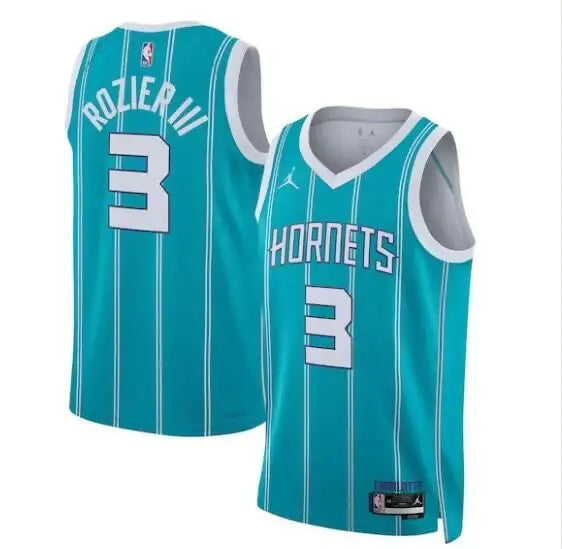 Teal and white Charlotte Hornets Terry Rozier III Swingman Jersey with number 3