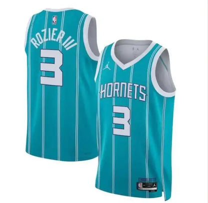 Teal and white Charlotte Hornets Terry Rozier III Swingman Jersey with number 3