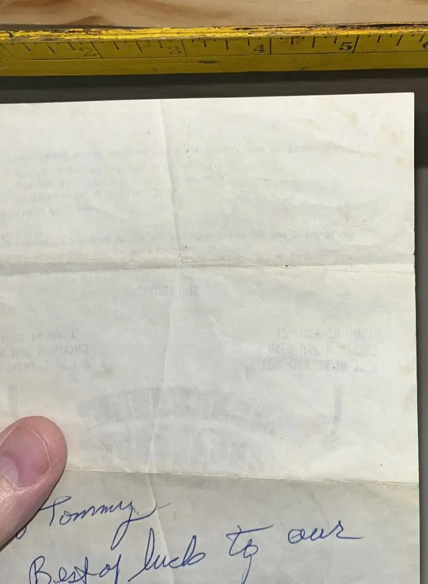 Folded handwritten letter from Tex Schramm about Dallas Cowboys Cotton Bowl game