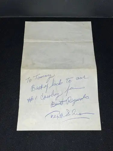 Tex Schramm Inscribed Auto 1967 NFL Dallas Cowboys Letter Cotton Bowl Game PSA