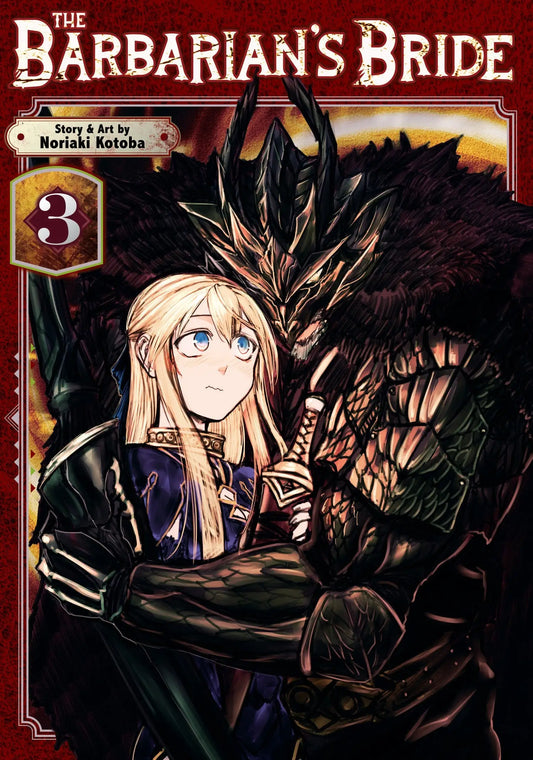 Manga Cover Featuring Blonde Woman and Dark Armored Warrior for The Barbarians Bride Volume 3