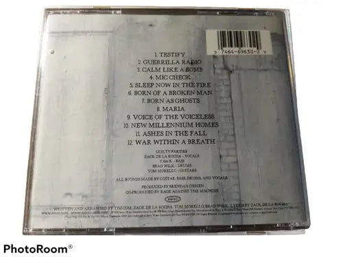 CD jewel case with Los Angeles album tracklist and credits for Rage Against the Machine