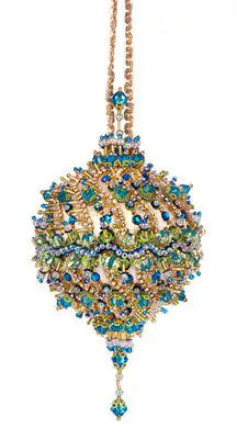 Ornate beaded jewel-encrusted Christmas ornament from The Cracker Box ornament kits