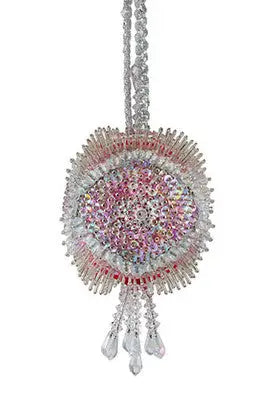 Sparkling beaded handbag with pink silver design and crystal accents from Cracker Box ornament kits