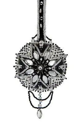 Embellished black and silver ornament for The Cracker Box Chartres Christmas Kit