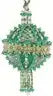 Ornate emerald green jewel-encrusted cracker box Christmas ornament with gold accents