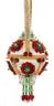Ornate handmade White and Red Floral Cracker Box Christmas Ornament with Green Accents