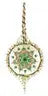 Elaborate circular gold and green enamel pendant from Cracker Box Christmas Ornament kits