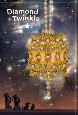 Ornate golden hanging lantern with clear crystal embellishments from The Cracker Box Christmas Ornament Diamond Twinkle kit