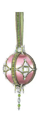 Pink satin and beaded Christmas ornament from Cracker Box Golden Oldie collection