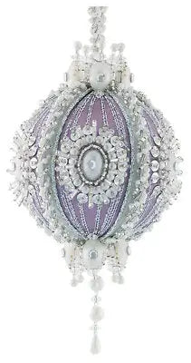 Lavender and silver beaded Christmas ornament from The Cracker Box Golden Oldie collection