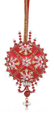Beaded red Christmas ornament from The Cracker Box Golden Oldie Christmas Party kit