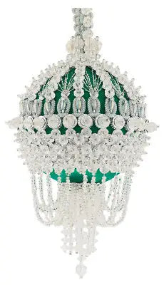 Decorative green and white beaded Christmas ornament from Cracker Box Golden Oldie kit